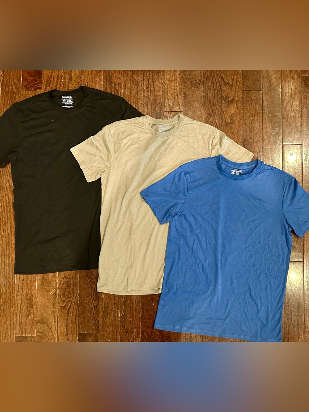 Men’s 3-Pack Basic Crew Neck Short Sleeve T-Shirts Black Grey Blue Size M